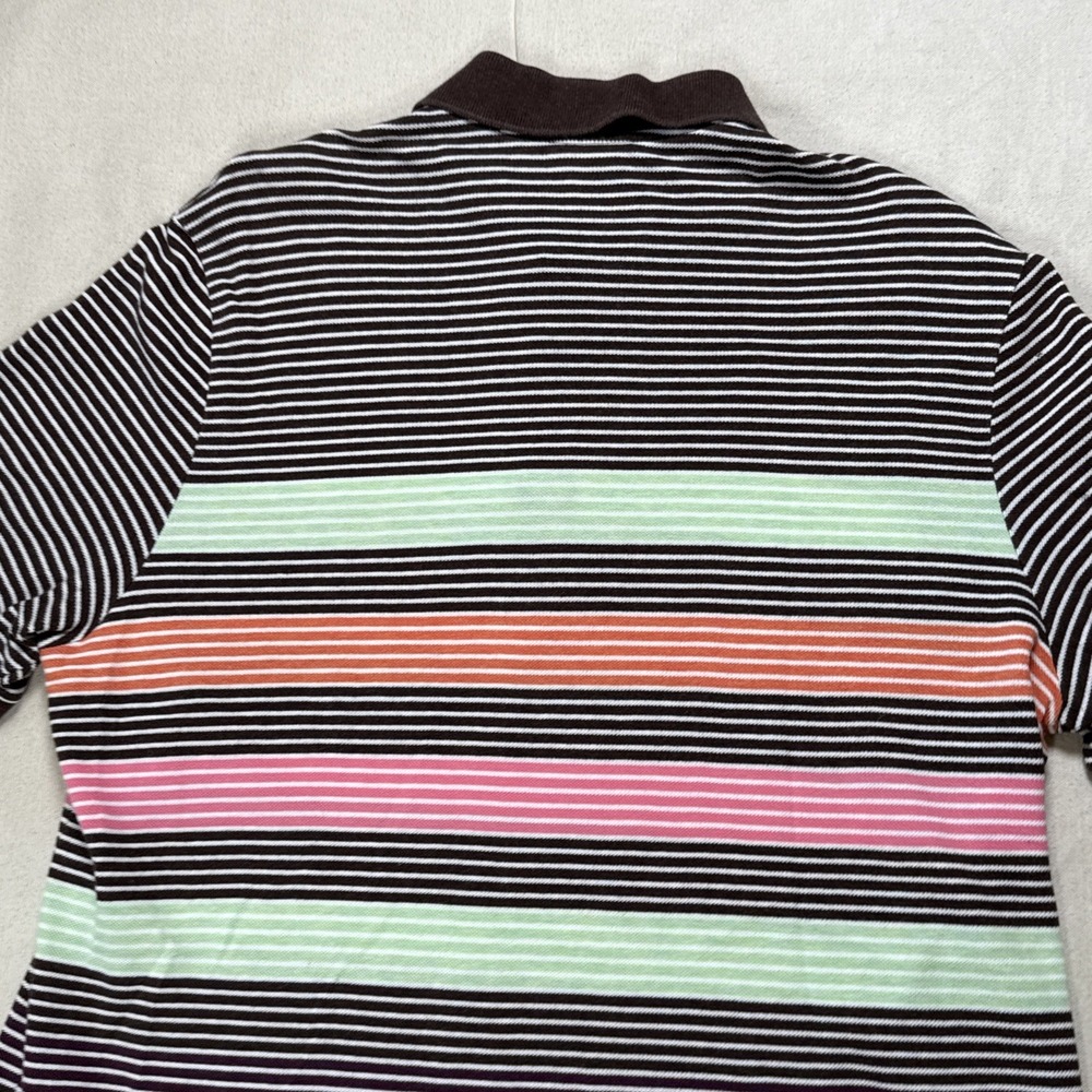 Vintage Lacoste Polo Shirt Mens Large Striped 100% Cotton Crocodile Stain - Picture 7 of 9